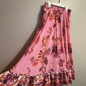 Floral Pink Maxi Skirt